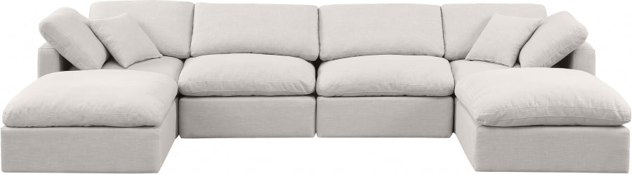 Indulge Linen Textured Fabric Sectional Cream from Meridian - Luna Furniture