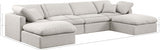 Indulge Linen Textured Fabric Sectional Cream from Meridian - Luna Furniture