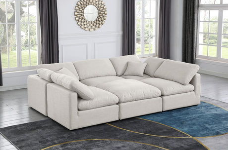 Indulge Linen Textured Fabric Sectional Cream from Meridian - Luna Furniture