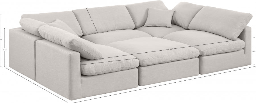 Indulge Linen Textured Fabric Sectional Cream from Meridian - Luna Furniture