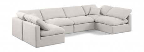 Indulge Linen Textured Fabric Sectional Cream from Meridian - Luna Furniture