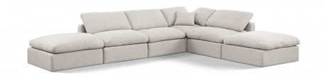 Indulge Linen Textured Fabric Sectional Cream from Meridian - Luna Furniture