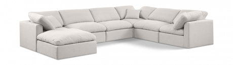 Indulge Linen Textured Fabric Sectional Cream from Meridian - Luna Furniture