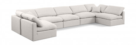 Indulge Linen Textured Fabric Sectional Cream from Meridian - Luna Furniture