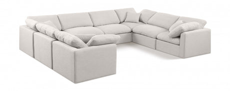 Indulge Linen Textured Fabric Sectional Cream from Meridian - Luna Furniture