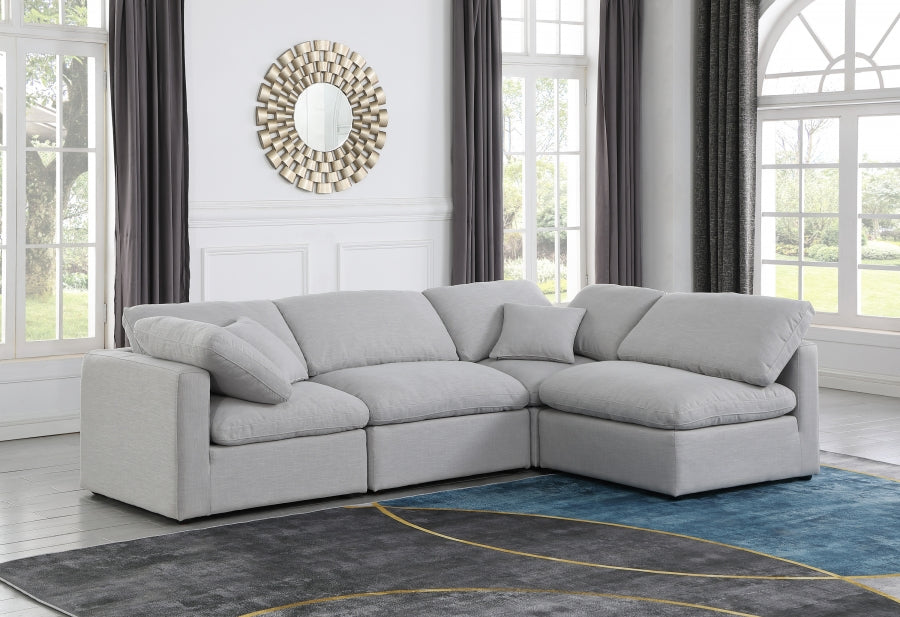 Indulge Linen Textured Fabric Sectional Grey from Meridian - Luna Furniture