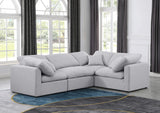 Indulge Linen Textured Fabric Sectional Grey from Meridian - Luna Furniture