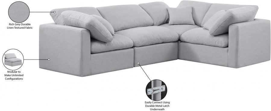 Indulge Linen Textured Fabric Sectional Grey from Meridian - Luna Furniture