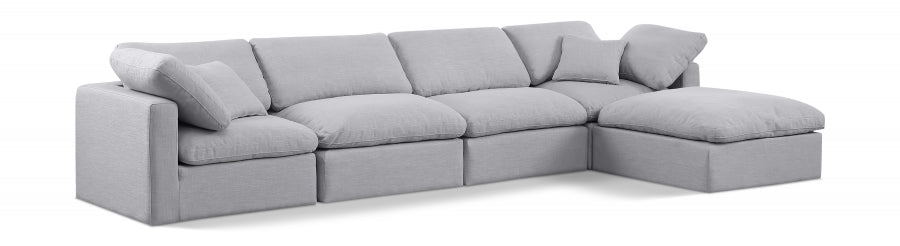 Indulge Linen Textured Fabric Sectional Grey from Meridian - Luna Furniture