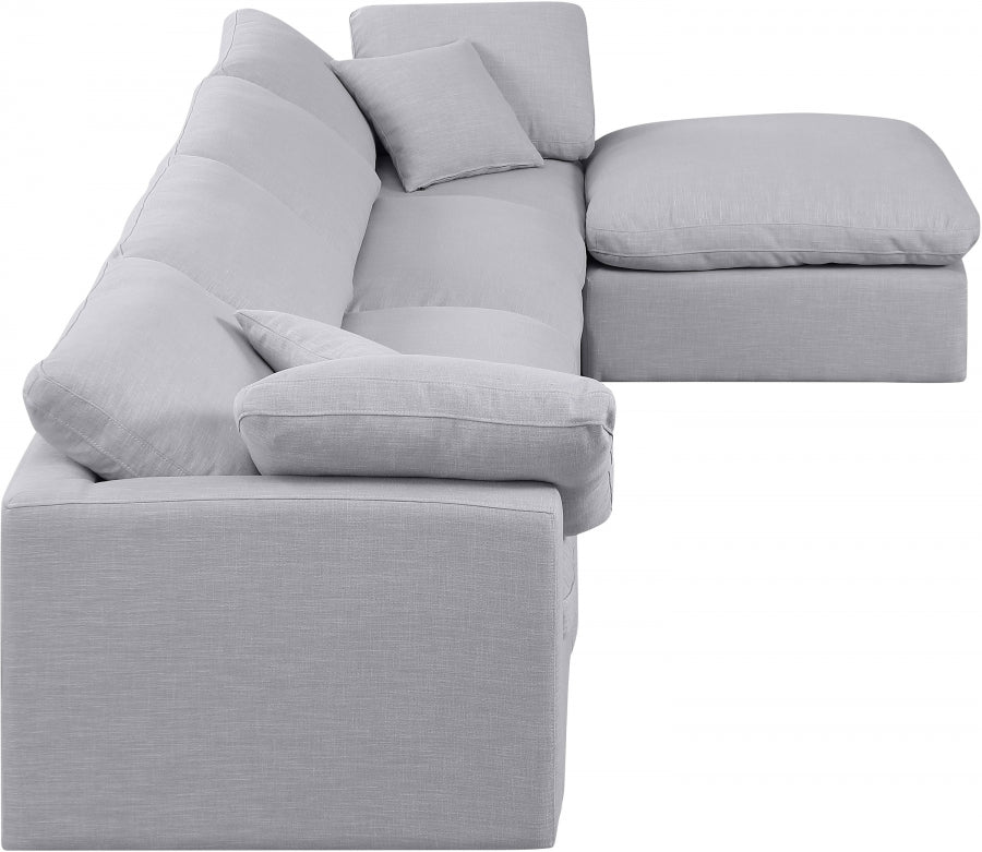 Indulge Linen Textured Fabric Sectional Grey from Meridian - Luna Furniture