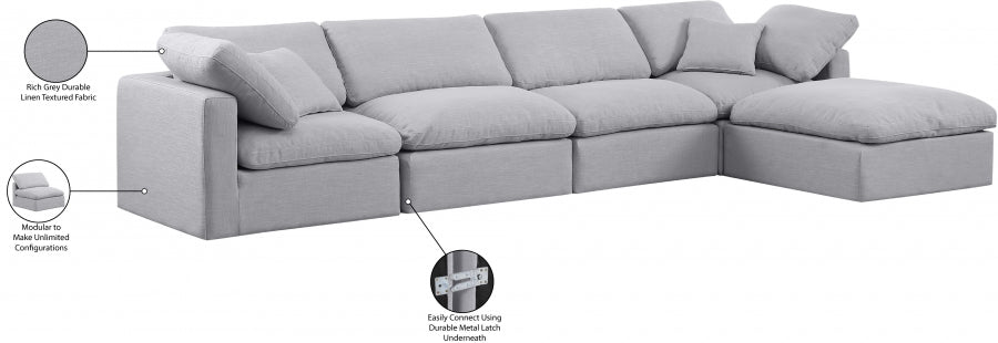 Indulge Linen Textured Fabric Sectional Grey from Meridian - Luna Furniture