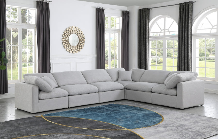 Indulge Linen Textured Fabric Sectional Grey from Meridian - Luna Furniture