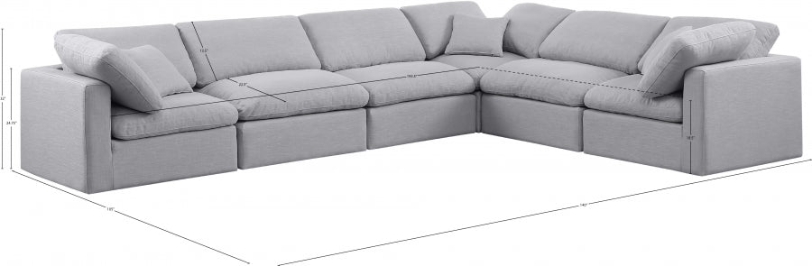 Indulge Linen Textured Fabric Sectional Grey from Meridian - Luna Furniture