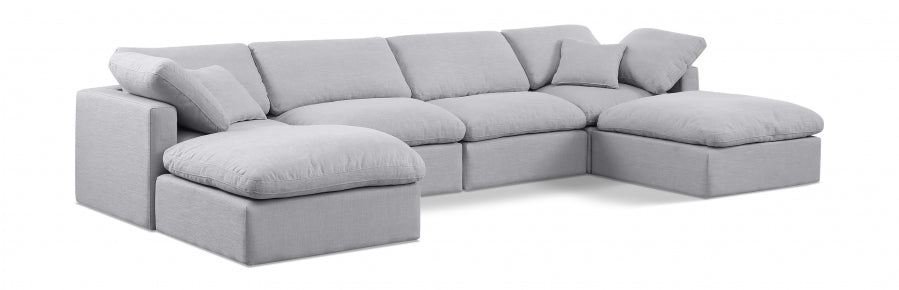 Indulge Linen Textured Fabric Sectional Grey from Meridian - Luna Furniture