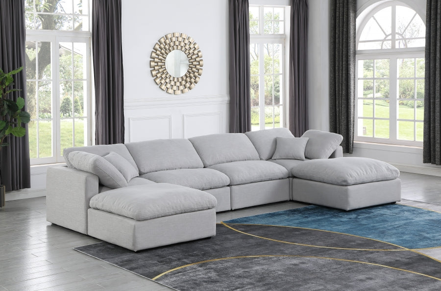 Indulge Linen Textured Fabric Sectional Grey from Meridian - Luna Furniture