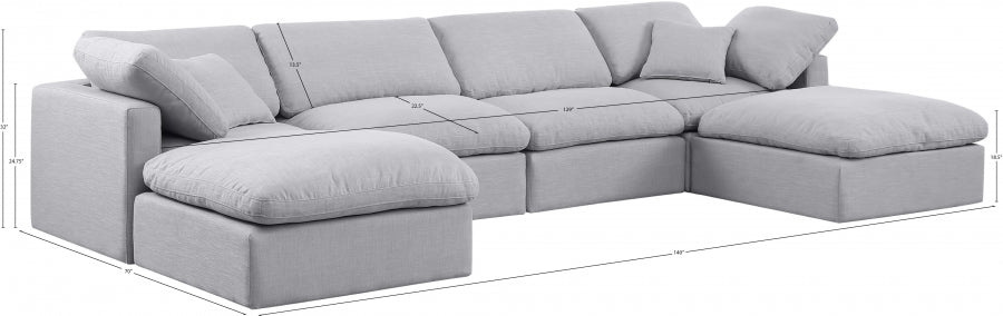 Indulge Linen Textured Fabric Sectional Grey from Meridian - Luna Furniture