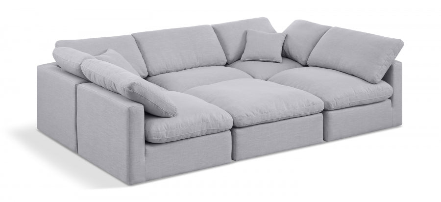 Indulge Linen Textured Fabric Sectional Grey from Meridian - Luna Furniture