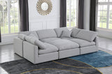 Indulge Linen Textured Fabric Sectional Grey from Meridian - Luna Furniture