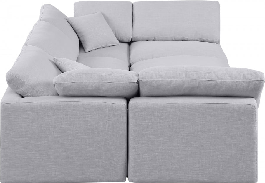 Indulge Linen Textured Fabric Sectional Grey from Meridian - Luna Furniture