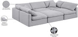 Indulge Linen Textured Fabric Sectional Grey from Meridian - Luna Furniture