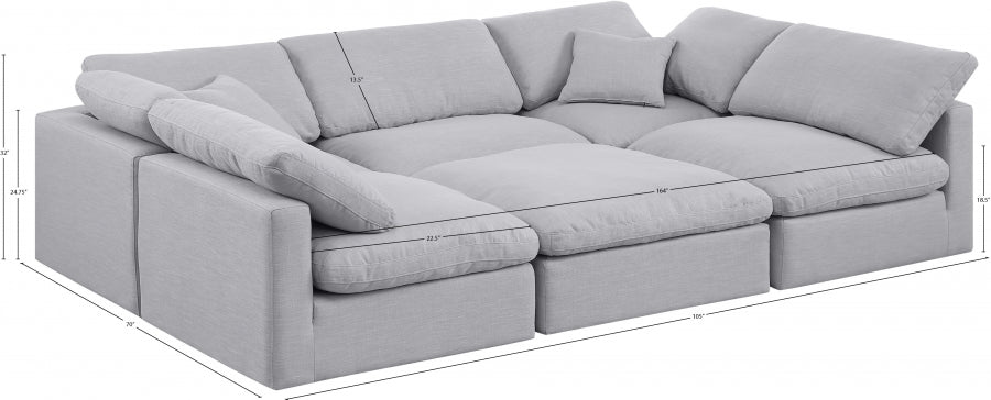 Indulge Linen Textured Fabric Sectional Grey from Meridian - Luna Furniture