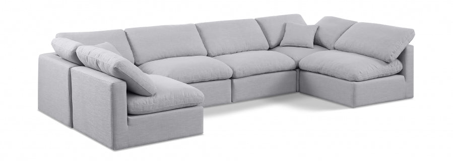 Indulge Linen Textured Fabric Sectional Grey from Meridian - Luna Furniture