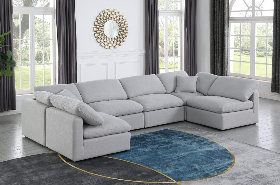 Indulge Linen Textured Fabric Sectional Grey from Meridian - Luna Furniture