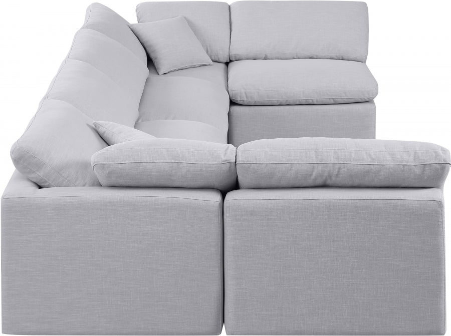 Indulge Linen Textured Fabric Sectional Grey from Meridian - Luna Furniture