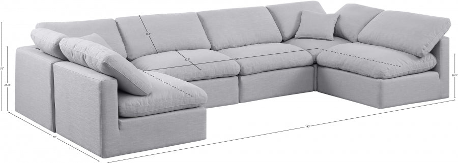 Indulge Linen Textured Fabric Sectional Grey from Meridian - Luna Furniture