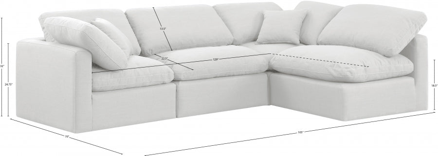 Indulge Linen Textured Fabric Sectional White from Meridian - Luna Furniture