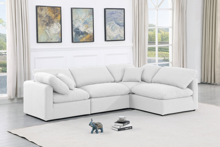 Indulge Linen Textured Fabric Sectional White from Meridian - Luna Furniture