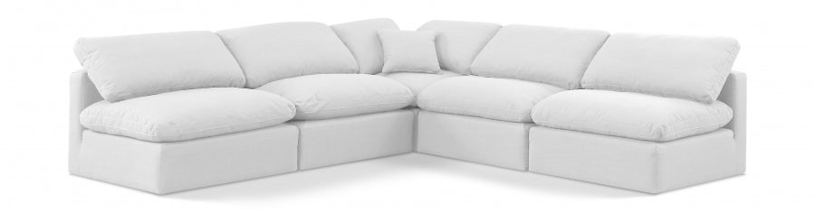 Indulge Linen Textured Fabric Sectional White from Meridian - Luna Furniture