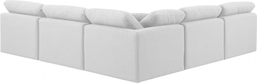 Indulge Linen Textured Fabric Sectional White from Meridian - Luna Furniture