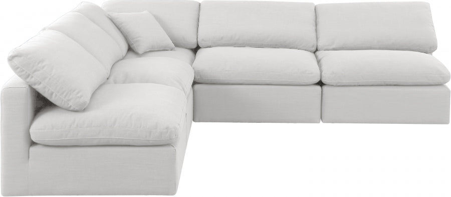 Indulge Linen Textured Fabric Sectional White from Meridian - Luna Furniture