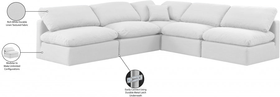 Indulge Linen Textured Fabric Sectional White from Meridian - Luna Furniture