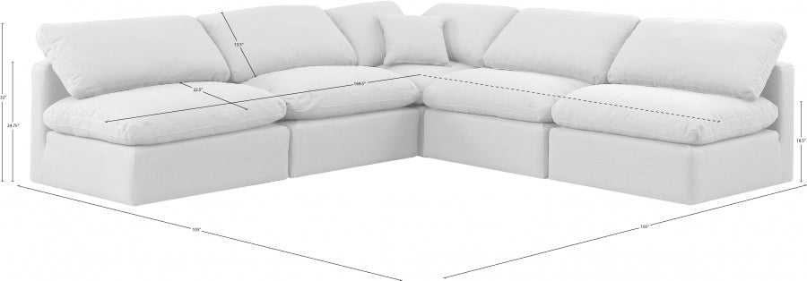 Indulge Linen Textured Fabric Sectional White from Meridian - Luna Furniture