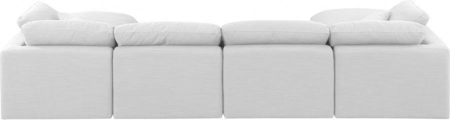 Indulge Linen Textured Fabric Sectional White from Meridian - Luna Furniture