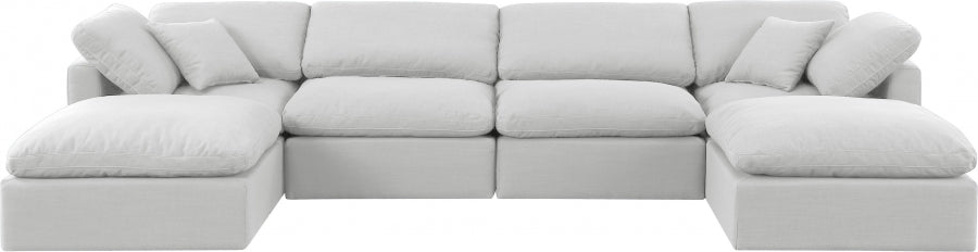 Indulge Linen Textured Fabric Sectional White from Meridian - Luna Furniture