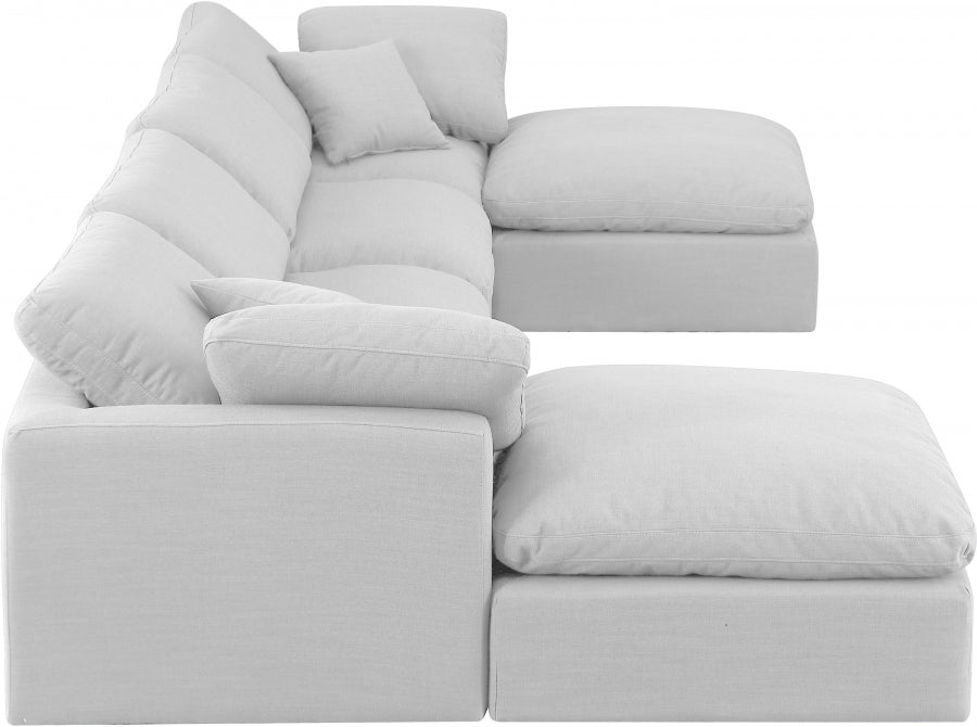 Indulge Linen Textured Fabric Sectional White from Meridian - Luna Furniture