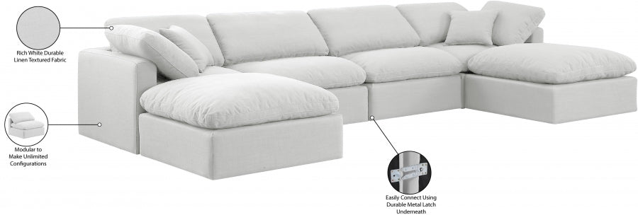 Indulge Linen Textured Fabric Sectional White from Meridian - Luna Furniture