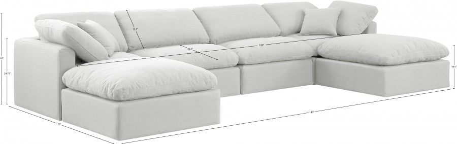 Indulge Linen Textured Fabric Sectional White from Meridian - Luna Furniture