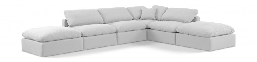 Indulge Linen Textured Fabric Sectional White from Meridian - Luna Furniture