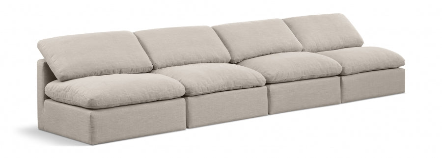 Indulge Linen Textured Fabric Sofa Beige from Meridian - Luna Furniture