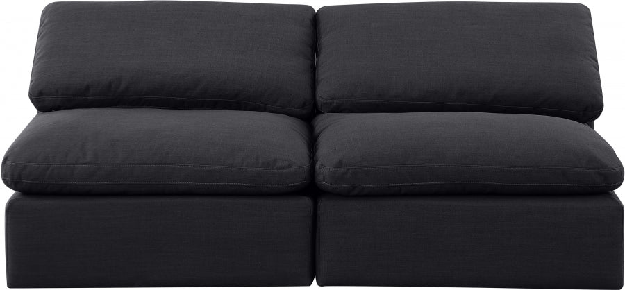 Indulge Linen Textured Fabric Sofa Black from Meridian - Luna Furniture