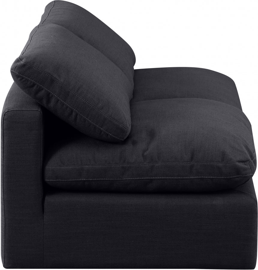 Indulge Linen Textured Fabric Sofa Black from Meridian - Luna Furniture