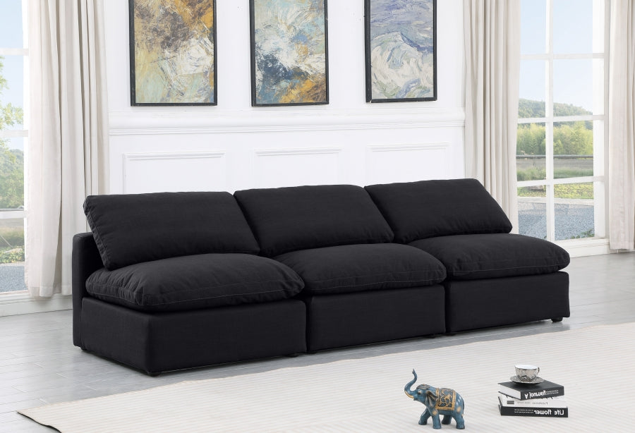 Indulge Linen Textured Fabric Sofa Black from Meridian - Luna Furniture