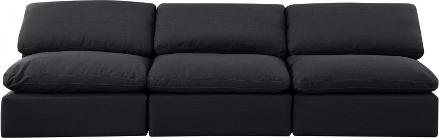 Indulge Linen Textured Fabric Sofa Black from Meridian - Luna Furniture