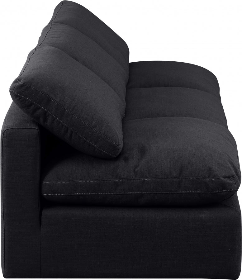 Indulge Linen Textured Fabric Sofa Black from Meridian - Luna Furniture