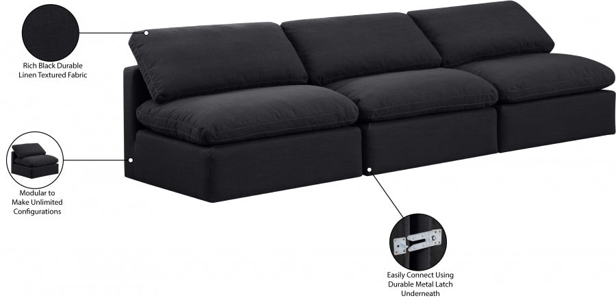 Indulge Linen Textured Fabric Sofa Black from Meridian - Luna Furniture