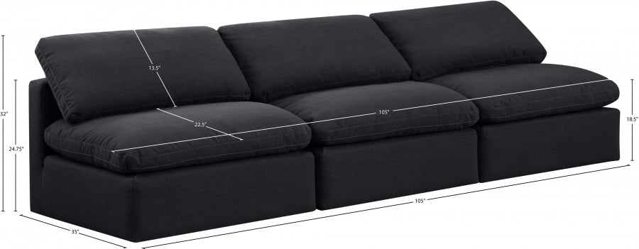 Indulge Linen Textured Fabric Sofa Black from Meridian - Luna Furniture